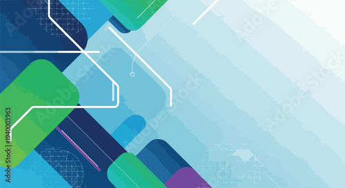 Colorful abstract design with gradients and circuit-like elements