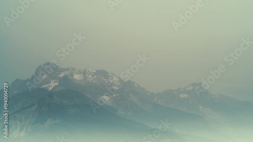 Clouds Moving Over Mountain L'obiou In Alps, France. Time Lapse
