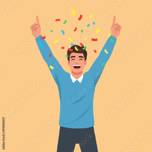 Happy Man With Confetti
