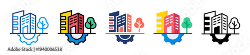 Urban Development Icon Sheet Multiple Style Collection 