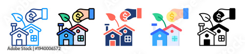 Property Investment Icon Sheet Multiple Style Collection 