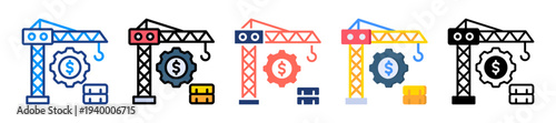 Construction Financing Icon Sheet Multiple Style Collection 