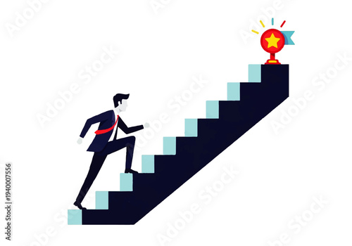 Man Running Up Stairs to Lightbulb.