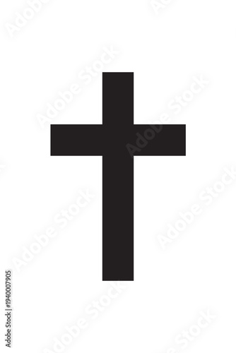 Simple black christian cross silhouette icon vector illustration
