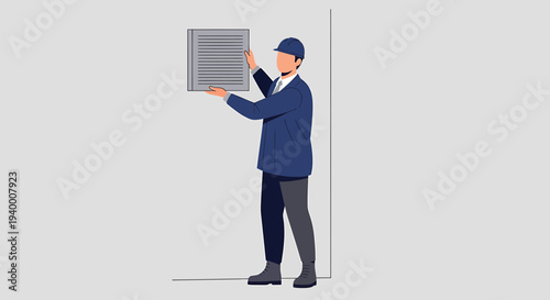 Construction worker holding a blueprint or plan, presenting project details