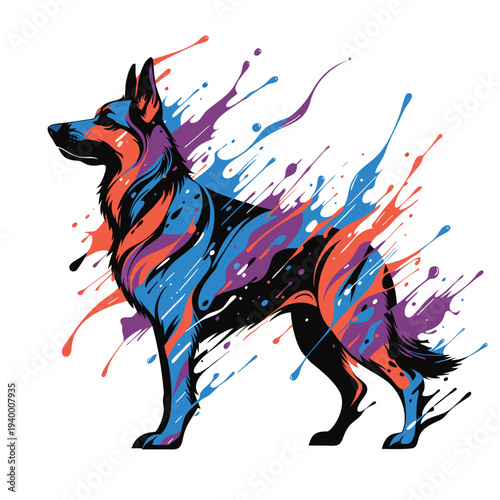 Horse and rider vector illustration with fantasy elements