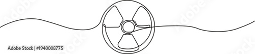 Illustration of minimalist continuous line drawing of a vintage film reel