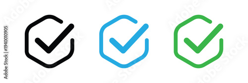 Checkmark icon. Tick mark symbol in checkbox representing verify, confirmation, approved, agree and positive sign. Transparent PNG and vector