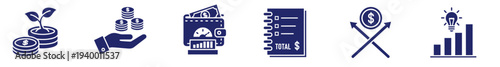 Business icons for finance and growth strategy