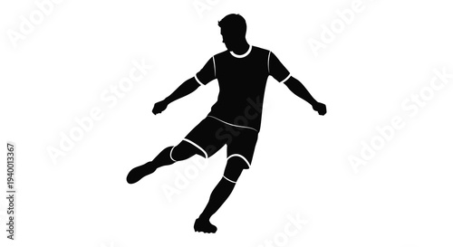 A dynamic black silhouette of a man in mid stride possibly a runner or athlete poised for action silhouette