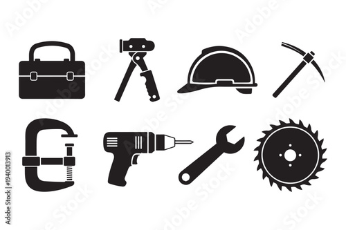 Mechanical Tools Silhouette Vector Illustration Isolated Icon