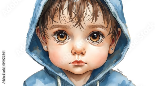 Artistic watercolor portrait of a child