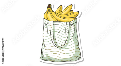 Bunch of Bananas in Reusable Shopping Bag.
