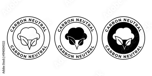 Carbon Neutral Badge Icon Set Promoting Climate Responsibility And Emission Reduction