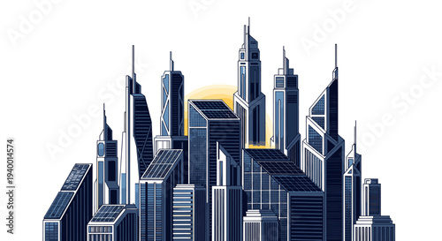 Cityscape with Skyscrapers and Modern Architecture.