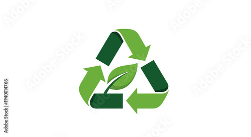Green Recycling Symbol with Leaf Logo.
