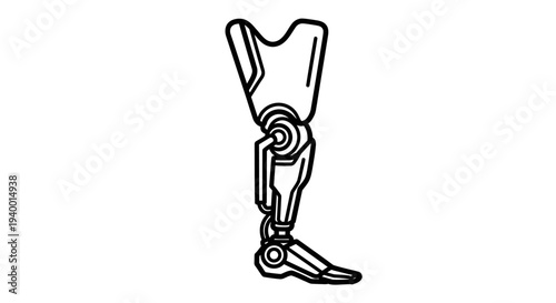 Futuristic robotic prosthetic leg illustration, advanced bionic limb for amputees, medical technology concept