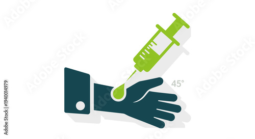 Medical injection into arm with syringe, representing healthcare, treatment, and vaccination concepts
