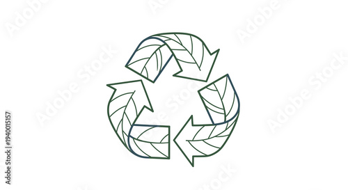 Recycling Symbol Made of Leaves Illustration.
