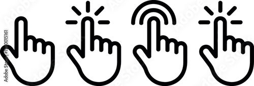 Computer mouse click cursor icons set