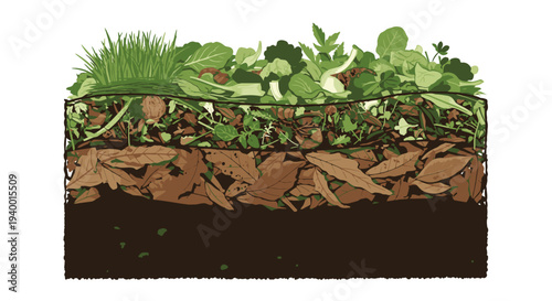 Soil Layers with Plants and Roots.