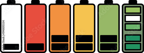Battery level indicators in different colors