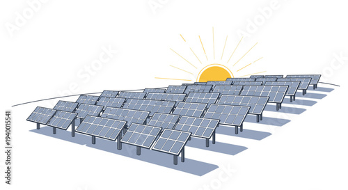 Solar Panels Array Generating Renewable Energy.