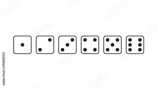 Dice set with numbers one through six displayed as dots on white background, representing game and chance elements.