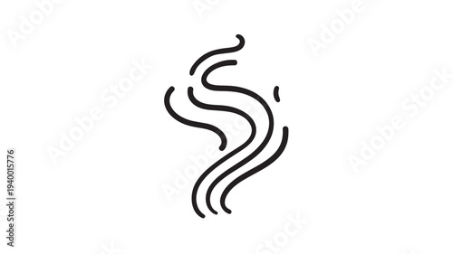 Smoke wisps icon with flowing black lines against a white background, symbolizing steam or fragrance.