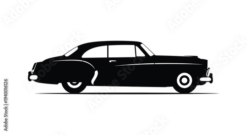 A striking black silhouette of a classic vintage automobile showcasing its elegant design silhouette high quality professional detailed