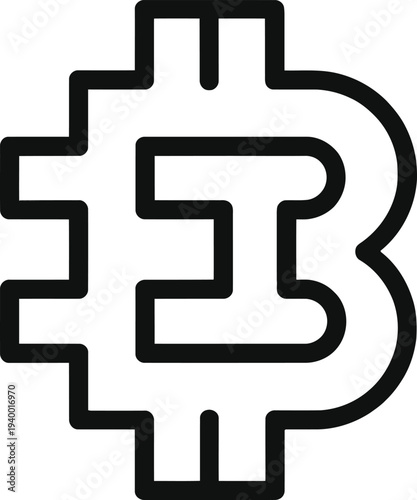 Bitcoin Cryptocurrency Symbol – Minimal Line Art Crypto Icon