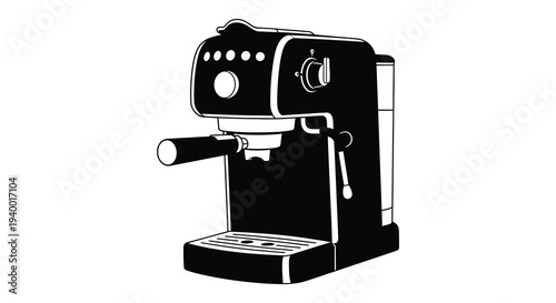 A striking black silhouette of a modern espresso machine showcasing its sleek design and functionality silhouette high quality