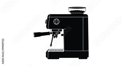A stark black silhouette of a classic espresso machine showcasing its form and function silhouette high quality professional