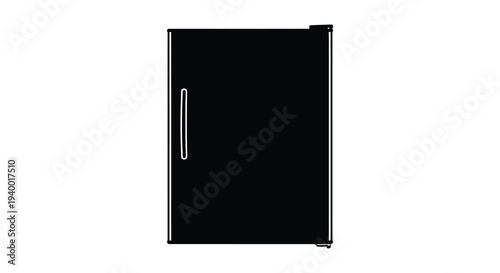 A stark black outline of a refrigerator against a white background creating a minimalist silhouette high quality professional