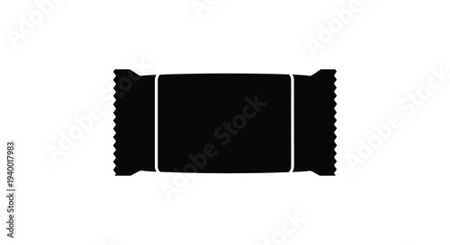 A stark black silhouette of a rectangular object with rounded edges and protruding sides a simple outline silhouette