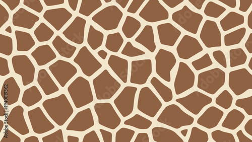 Seamless pattern featuring a brown and cream giraffe skin print texture that can be used as a background or animal-themed graphic design.