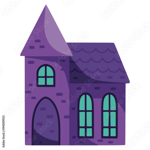 cartoon house horror vintage retro comic flat color vector illustration template design