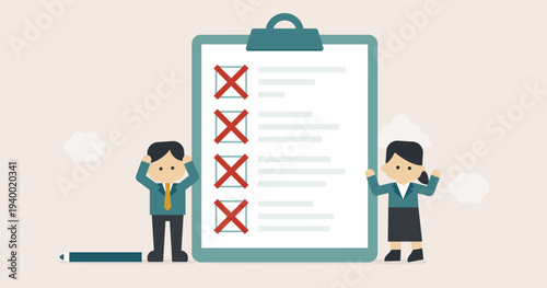 Checklist Business Team Facing Failed Task Results｜Gentle Business Illustration Series