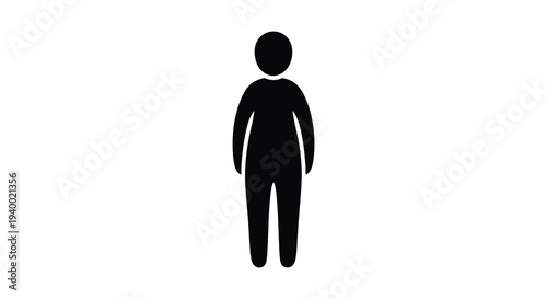 Photos A simple stark black silhouette of a human figure stands centered on a plain whi