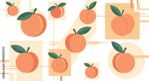 Abstract Peach Pattern: Fresh Fruit, Healthy Food, Summer Vibes, Geometric Design