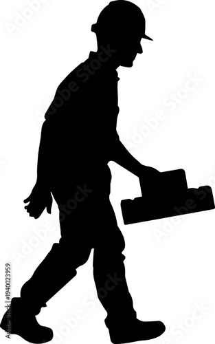 Construction Worker Carrying Bricks Silhouette