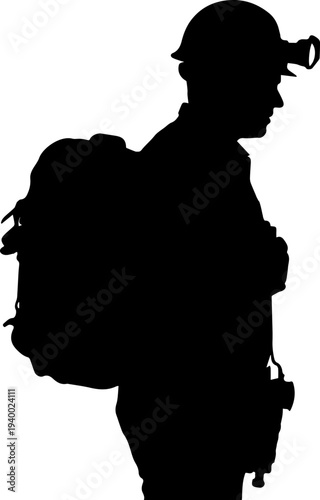 Backpacker Hiker with Large Backpack Silhouette
