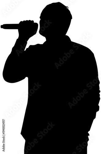 Man Speaking into Microphone Silhouette