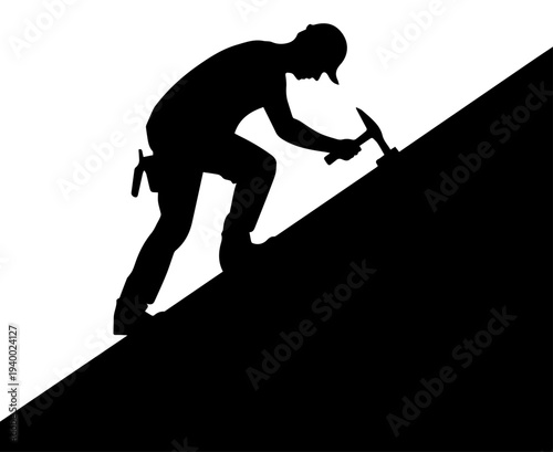 Mountain Climber with Ice Axe Silhouette