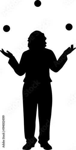 Juggler Performing with Balls Silhouette