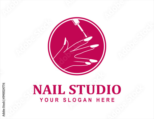 nail salon studio logo design vector illustration creative unique style premium logo	
