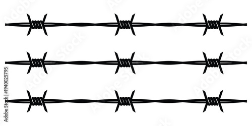 Barbed wire fence on white background for security and boundary concepts