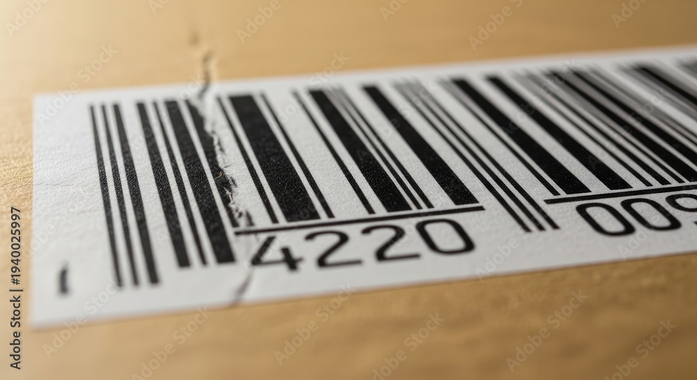 Fototapeta premium Barcode Label on Cardboard Box for Product Identification.