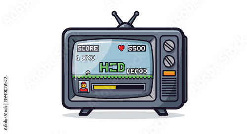 Vintage Television Set with Retro Video Game (1)