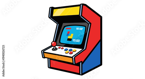 Vintage Arcade Machine with Colorful Game
